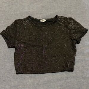 Garage Sparkly Black Crop Top